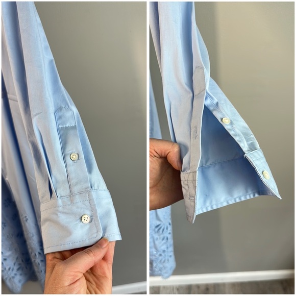 NWT Polo Ralph Lauren Blue Eyelet Embroidered Cotton Shirt Dress Size 14 Coastal - Picture 7 of 16